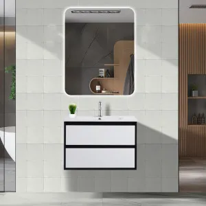 Poseidon Petra Matte White and Matte Black 750mm Wall Hung Vanity by Poseidon, a Vanities for sale on Style Sourcebook
