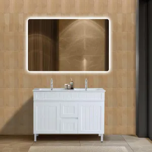 Poseidon Acacia Shaker Matte White 1200mm Double Bowl Floor Standing Vanity by Poseidon, a Vanities for sale on Style Sourcebook