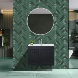 Poseidon Acacia Shaker Matte Black 750mm Wall Hung Vanity (Available in Left Hand Drawer and Right Hand Drawer) by Poseidon, a Vanities for sale on Style Sourcebook