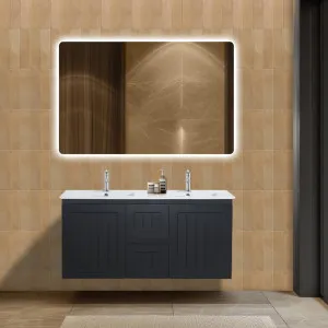Poseidon Acacia Shaker Matte Black 1200mm Double Bowl Wall Hung Vanity by Poseidon, a Vanities for sale on Style Sourcebook
