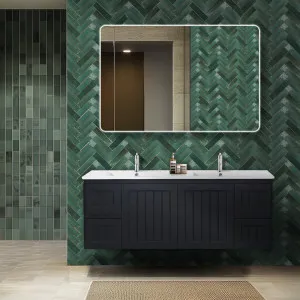 Poseidon Acacia Shaker Matte Black 1500mm Double Bowl Wall Hung Vanity by Poseidon, a Vanities for sale on Style Sourcebook