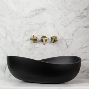 Enflair Wave Oval Shape Above Counter Basin Matte Black 600mm by Enflair, a Basins for sale on Style Sourcebook