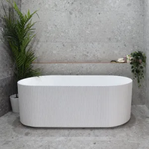 Enflair Brighton Groove Matte White Freestanding Bath (Available in 1500mm and 1700mm) by Enflair, a Bathtubs for sale on Style Sourcebook