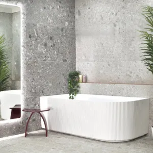 Enflair Brighton Groove Matte White Freestanding Left Corner Bath (Available in 1500mm and 1700mm) by Enflair, a Bathtubs for sale on Style Sourcebook