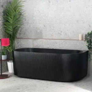 Enflair Brighton Groove Matte Black Freestanding Back to Wall Bath (Available in 1500mm and 1700mm) by Enflair, a Bathtubs for sale on Style Sourcebook