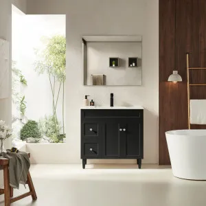 Ceto Harrington Matte Black 900mm Single Bowl Floor Standing Vanity (Available In Left And Right Hand Drawer) by Poseidon, a Vanities for sale on Style Sourcebook