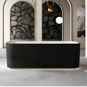 Riva Milano V-Groove Freestanding Bathtub Matte White and Black (Available in 1500mm & 1700mm) by Riva, a Bathtubs for sale on Style Sourcebook