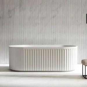 Riva Roma Fluted Freestanding Bathtub Matte White 1500mm by Riva, a Bathtubs for sale on Style Sourcebook