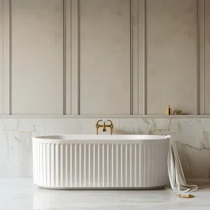 Riva Roma Fluted Freestanding Bathtub Gloss White (Available In 1500mm And 1700mm) by Riva, a Bathtubs for sale on Style Sourcebook