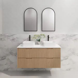 Riva Bali American Oak 1200mm Double Bowl Wall Hung Vanity by Riva, a Vanities for sale on Style Sourcebook