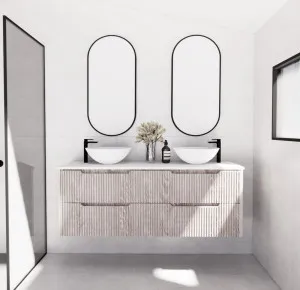 Riva Bali White Oak 1500mm Double Bowl Wall Hung Vanity by Riva, a Vanities for sale on Style Sourcebook