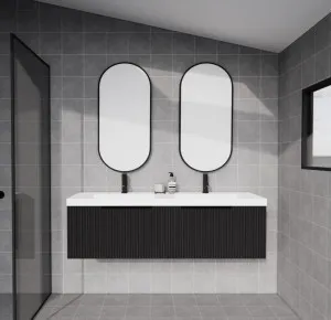 Riva Vienna Matte Black 1500mm Double Bowl Wall Hung Vanity by Riva, a Vanities for sale on Style Sourcebook