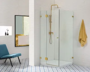 Covey Wall to Wall Frameless Hinge Door Brushed Gold by Covey, a Shower Screens & Enclosures for sale on Style Sourcebook