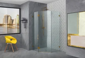 Covey Wall to Wall Diamond Frameless Hinge Door Brushed Gold by Covey, a Shower Screens & Enclosures for sale on Style Sourcebook