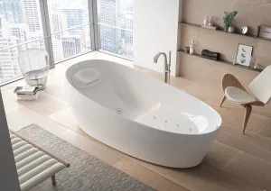 Toto Galalato Freestanding Reinforced Marble Flotation Tub Gloss White 2200mm by TOTO, a Bathtubs for sale on Style Sourcebook