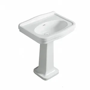 Turner Hastings Claremont No Taphole Basin & Pedestal Gloss White 680mm X 885mm by Turner Hastings, a Basins for sale on Style Sourcebook