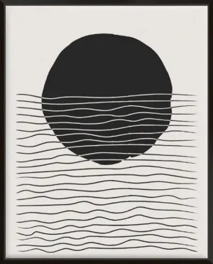 BLACK CIRCLE & HORIZONTAL WAVY LINES by La Grolla, a Prints for sale on Style Sourcebook