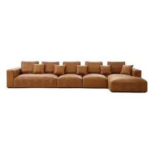 Sleekon Modern Fabric Modular Corner Sofa, 5 Seater with RHF Chaise, Tan by Lavono, a Sofas for sale on Style Sourcebook