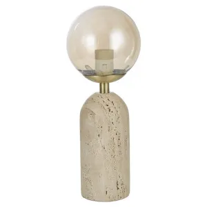 Amalfi Soloman Travertine & Glass Table Lamp by Amalfi, a Table & Bedside Lamps for sale on Style Sourcebook