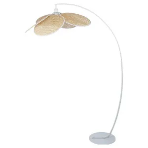 Amalfi Fiore Rattan & Metal Arc Floor Lamp, White / Natural by Amalfi, a Floor Lamps for sale on Style Sourcebook