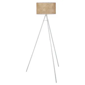 Amalfi Ballari Rattan & Metal Tripod Floor Lamp, White / Natural by Amalfi, a Floor Lamps for sale on Style Sourcebook