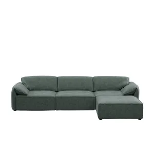 Layla 3 Seater Sofa with Ottoman - Silver Pine Mottled Velvet by Urban Road, a Sofas for sale on Style Sourcebook