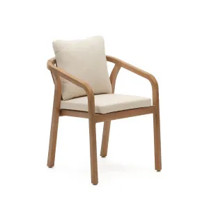 Malaret stackable chair in solid eucalyptus and beige cord, FSC by Kave Home, a Outdoor Chairs for sale on Style Sourcebook