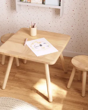 Square Dilcia kids table in solid rubber wood 55 x 55 cm by Kave Home, a Kids Chairs & Tables for sale on Style Sourcebook