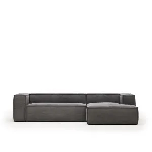 Blok 3 seater sofa with right side chaise longue in grey wide seam corduroy, 300 cm by Kave Home, a Sofas for sale on Style Sourcebook