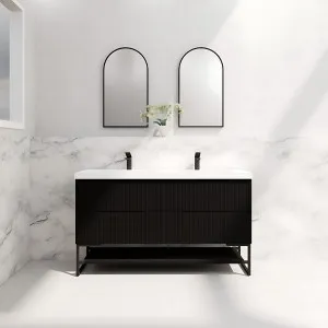 Riva Bali Matte Black 1500mm Double Bowl Floor Standing Vanity by Riva, a Vanities for sale on Style Sourcebook