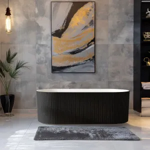 Riva Oslo V-Groove Freestanding Bathtub Matte White And Black (Available In 1500mm And 1700mm) by Riva, a Bathtubs for sale on Style Sourcebook