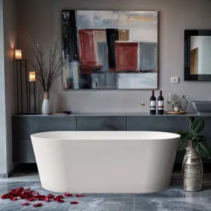 Riva Mia Super Slim Edge Freestanding Bathtub Matte White (Available In 1500mm And 1700mm) by Riva, a Bathtubs for sale on Style Sourcebook