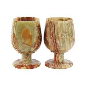 Marcellus 2 Piece Marble Wine Glass Set, Green by Marble Realm, a Wine Glasses for sale on Style Sourcebook
