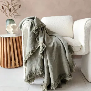 Champêtre Heavy Weight French Linen Massive Throw 140x220cm - Matcha Green by Macey & Moore, a Cushions, Decorative Pillows for sale on Style Sourcebook