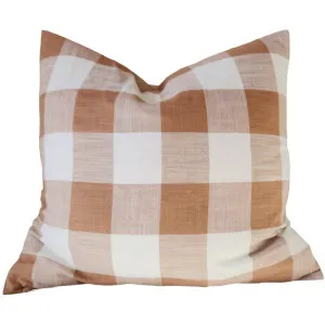 Bungalow Plaid Linen Cotton Cushion 55x55cm - Off White | Cider Orange by Macey & Moore, a Quilts & Bedspreads for sale on Style Sourcebook