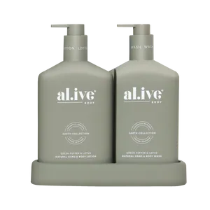 WASH & LOTION DUO + TRAY - GREEN PEPPER & LOTUS by al.ive body, a Bath & Body Products for sale on Style Sourcebook