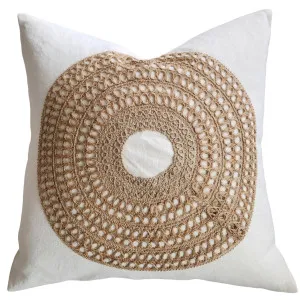 Dénpasar Linen Cushion 55cm Square - White | Jute Natural by Macey & Moore, a Cushions, Decorative Pillows for sale on Style Sourcebook