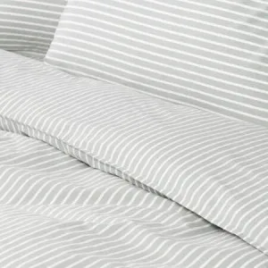 Canningvale Modella Stripe Quilt Cover Set - White, Double, 100% Cotton by Canningvale, a Sheets for sale on Style Sourcebook