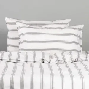 Canningvale Modella Stripe Quilt Cover Set - White, Super King, 100% Cotton by Canningvale, a Sheets for sale on Style Sourcebook