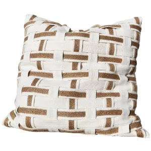 RESTOCK EARLY OF OCT -  Malta Jute Linen Cushion 55cm Square - White | Natural by Macey & Moore, a Cushions, Decorative Pillows for sale on Style Sourcebook