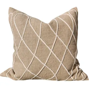 Abbey Crisscross Linen Cushion 55cm Square - Natural | White by Macey & Moore, a Cushions, Decorative Pillows for sale on Style Sourcebook