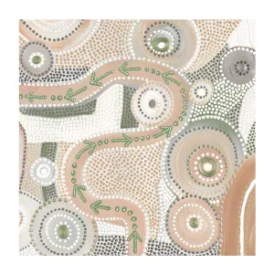 Emu Dreaming, Light Peach and Green Colour , By Domica Hill by Gioia Wall Art, a Aboriginal Art for sale on Style Sourcebook