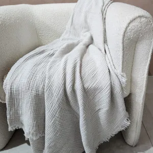 BURSA Cotton Throw 150cm x 200cm | White Grey by Macey & Moore, a Cushions, Decorative Pillows for sale on Style Sourcebook