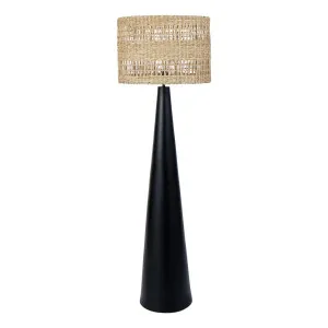 Woven Seagrass Floor Lamp 50x153cm in Black by OzDesignFurniture, a Floor Lamps for sale on Style Sourcebook