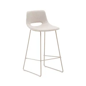 Zahara beige stool with steel in a beige finish, height 76 cm by Kave Home, a Bar Stools for sale on Style Sourcebook