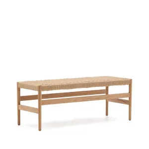 Zaide bench made of solid oak wood in a natural finish and rope cord seat, 120 cm, FSC 100% by Kave Home, a Benches for sale on Style Sourcebook