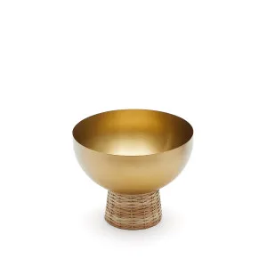 Suli small bowl made of gold-finished stainless steel and rattan by Kave Home, a Bowls for sale on Style Sourcebook