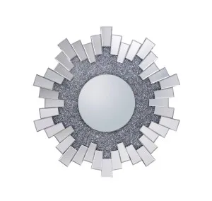 Silver And Grey Crush Crystal Wall Mirror 100cm by Luxe Mirrors, a Mirrors for sale on Style Sourcebook