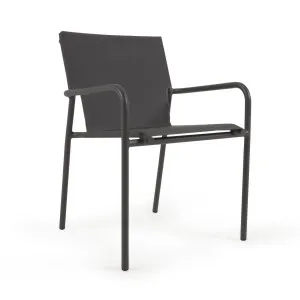 Zaltana stackable outdoor chair in aluminium with a matt dark grey painted finish by Kave Home, a Outdoor Chairs for sale on Style Sourcebook