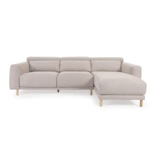 Singa 3 seater sofa with right-hand chaise longue in beige, 296 cm by Kave Home, a Sofas for sale on Style Sourcebook